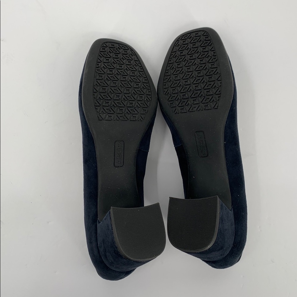 ABEO Avenue pump navy blue suede leather shoe block heel comfort Neutral new 8.5 - Picture 7 of 8